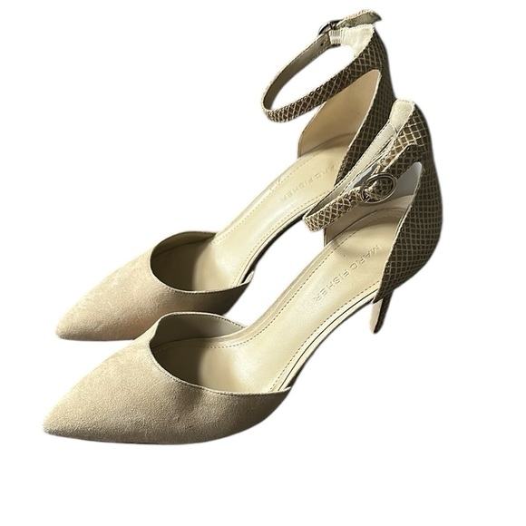 Marc Fisher Tan Pointed-Toe Heels with Ankle Straps Size 8 - Picture 1 of 11